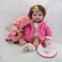 20 inch 50 cm beautiful baby reborn Silicone dolls, Beautiful coat Lovely short hair doll Festival gift