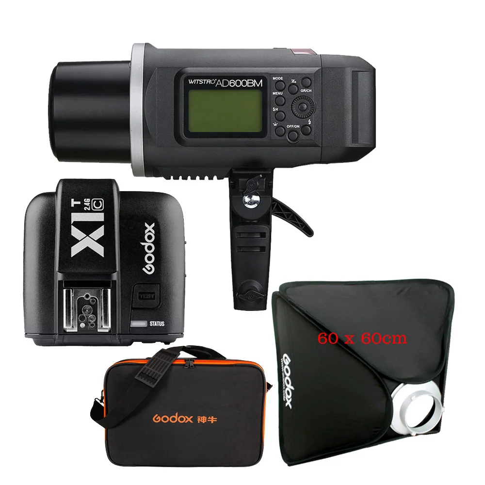 

Godox 2.4G AD600BM Camera Flash Speedlite 60*60 Softbox CB-09 Carry Case X1T-C/F/N/O/S Transmitter Trigger For Canon Nikon Sony