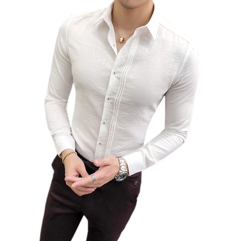 High Quality Men Shirt Brand New Slim Fit Solid Business Social Shirts