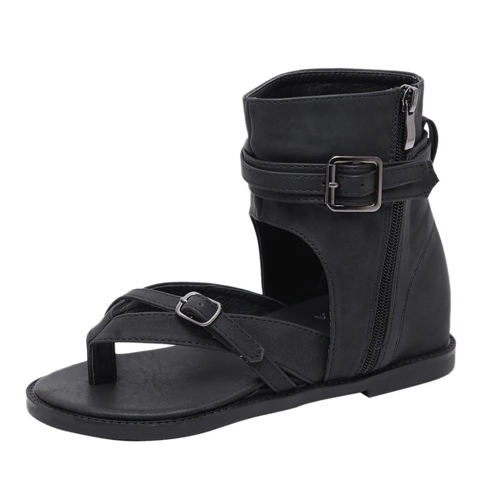 2019 women's sexy sandals belt buckle clip toe high to help slope with Roman ladies platform sandals gladiator sandals 40J2 (2)