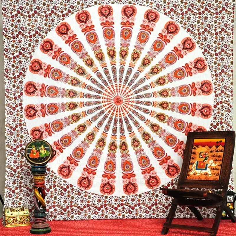 Индийский коврик с мандалой в стиле хиппи домашний декор на стену Богемия пляжный коврик для йоги Покрывало Скатерть 210x148 см