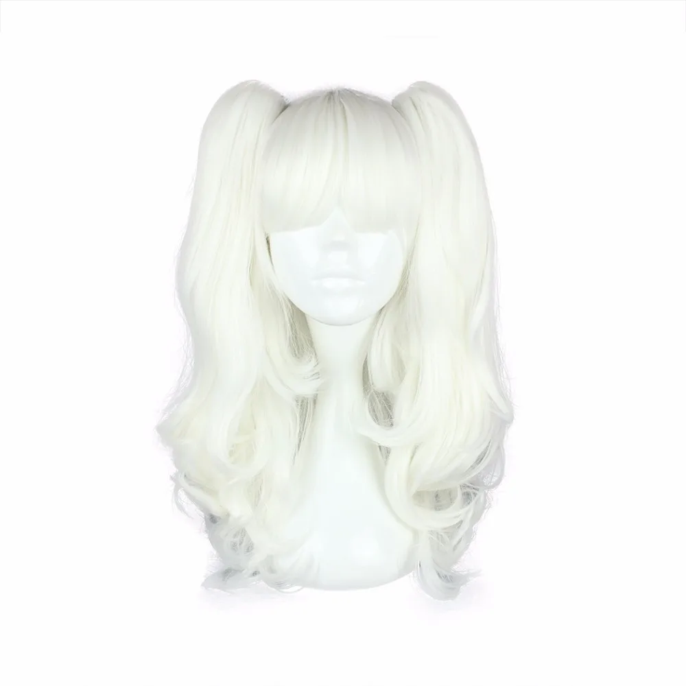 

MCOSER 50cm Long Synthetic Wavy Two ponytails White Color Wig 100% High Temperature Fiber WIG-436A