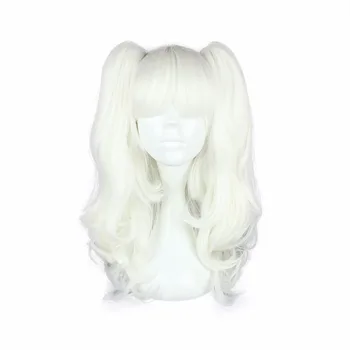 

MCOSER 50cm Long Synthetic Wavy Two ponytails White Color Wig 100% High Temperature Fiber WIG-436A