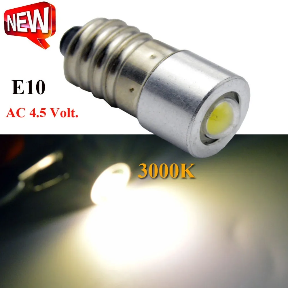 

10PCSx 1W E10 Base LED Upgrade Bulbs For D+C cell flashlights COB LED Replacement Torch Bulbs AC/DC4.5V 6V 12V 3-18V 5-24V