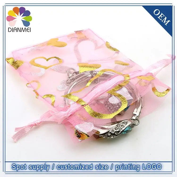 500 шт. 7x9 см розовое сердце ювелирные изделия упаковка сумки подарок из органзы Свадебные конфеты сумки тюли подарок обёрточная бумага упаковк