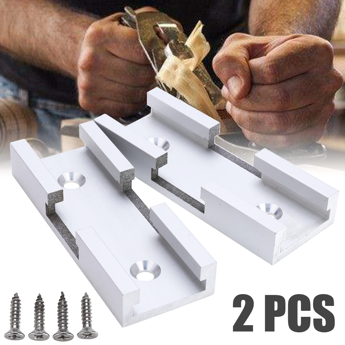 2Pcs T-Track Intersection Kit Aluminum T-Slot Slide Connecting Parts Woodworking Tools with Screws