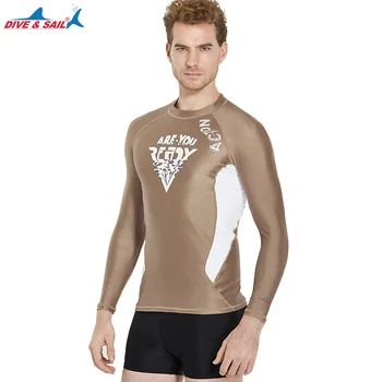 

DIVE&SAIL Long Sleeve Athletic Sail Diving Surfing Rashguard Swim Shirt Men Quick-Dry UV Protection Sunscreen Beach Diving Tops