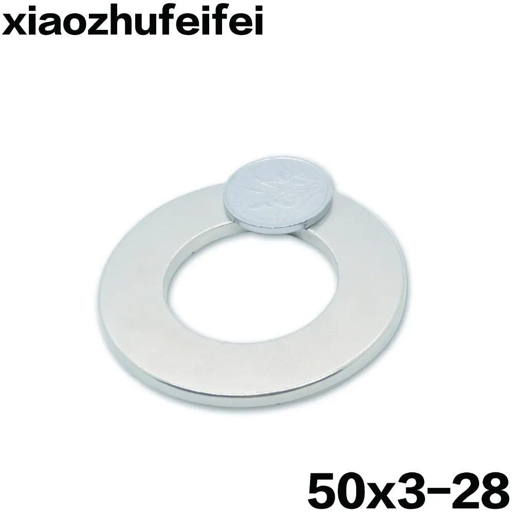

50x3 5pcs Super Strong neodimio Ring Magnets Disc 50mm x 3mm Hole 28mm Rare Earth Neodymium magnet N50 Free shipping 50*3-28