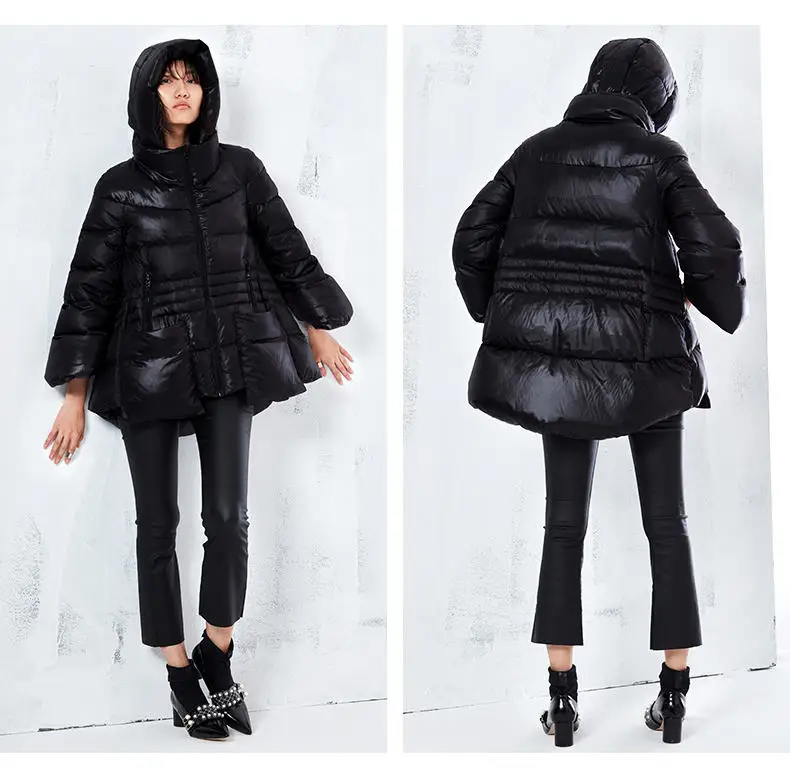 MissFoFo, модный и теплый высококачественный Женский пуховик, черный, размер s-xl, для офиса, леди, карман, молния, очень хорошее пальто