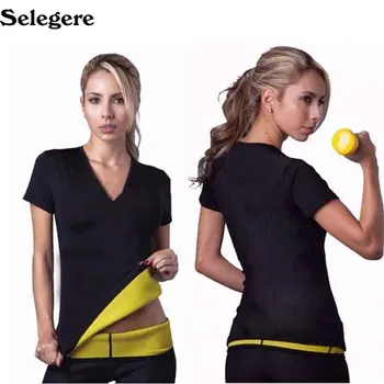 

2019 New shapers women Neoprene T Shirts shaper stretchy Sweating slimming shirt Workout Women Body Shaper