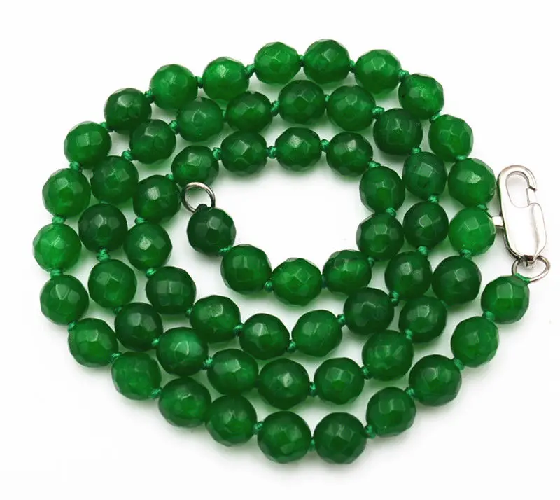 Exquisito 6-14mm Verde Jade Gemas Joyas Collar de 17 /"