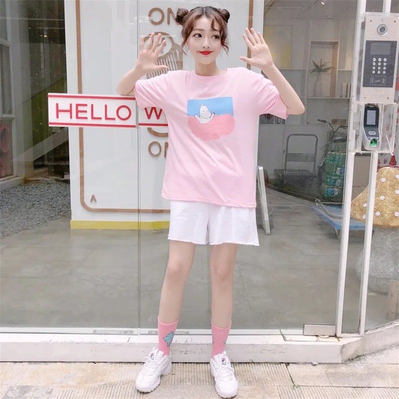 

Moomin Stock inventory Single-tail Cloth graffiti tshirt