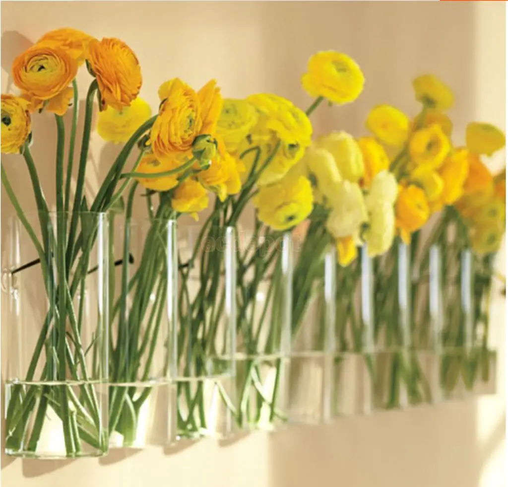 3 Pieces Cylinder Wall Hanging Glass Vase Plants Flowers Hydroponic Bottle Fish Tank Home Decor