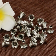 Wholesale price spacers beads caps accessories 10pcs flower shape silver-plated Tibet 9*11mm free shipping jewelry findingsB2530