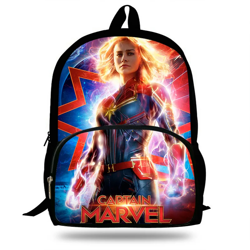 

Hot Sale 16 Inch Movie Captain Marvel Print Backpack For Teenage Girls Super Hero Set Daily Backpack Children School Bag Gifts