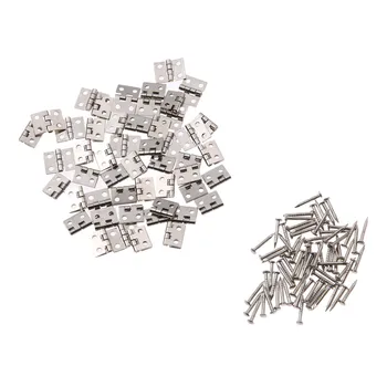 

DRELD 50Pcs 8*10mm Mini Cabinet Hinges Furniture Fittings Decorative Small Decorative Cupboard Door Hinges for Jewelry Box