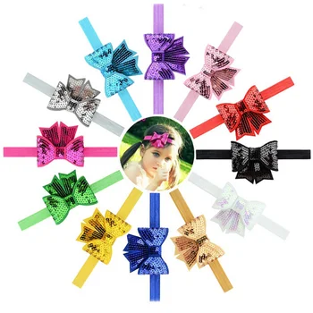 

12pcs/lot Children Paillette bubble Bow Headbands Kids DIY Bowknot dragonfly Hairands Hair Accessories princess Headdress A120