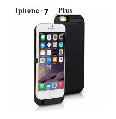 Беспроводное зарядное устройство на заднюю панель с зажимом для аккумулятора, чехол для телефона 5000 мАч для apple iPhone 5 5S 6 6s 7 6 plus 6G 7 plus 5G 7 plus i6 - Цвет: for i7 plus black