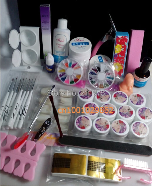 

Pro 12 Color UV Gel 8 Zebra Brush Nail Tips Nail Art Tool Kits Sets starter