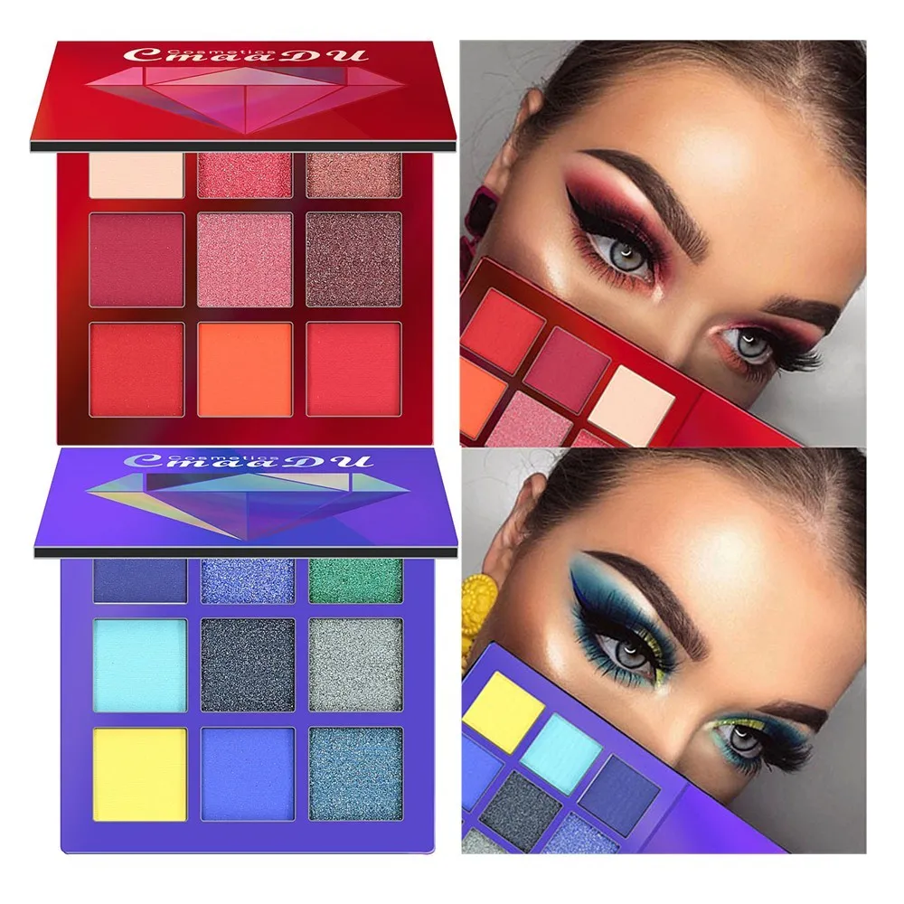 

CmaaDu 2018 New Diamond Glitter Eyeshadow Palette 9 Colors Eye Beauty Cosmetics Make Up Palette Shimmer Pigment Eye Shadow Gift