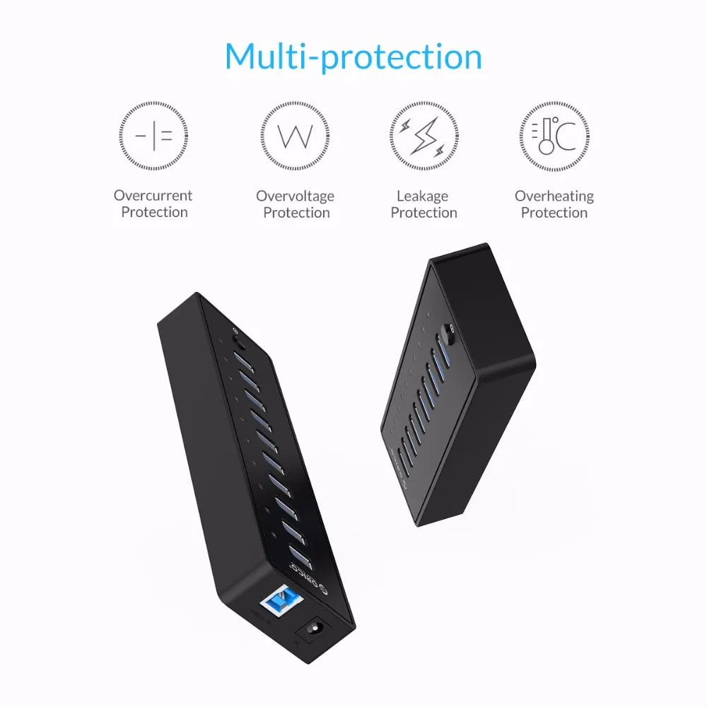 ORICO P10 U3 10 Port USB 3.0 HUB Desk Splitter With 3.3Ft / 1M USB3.0 Cable VL812 Chipsets 12V AU/EU/UK/US Power Adapter |10 port usb|port usb10 usb