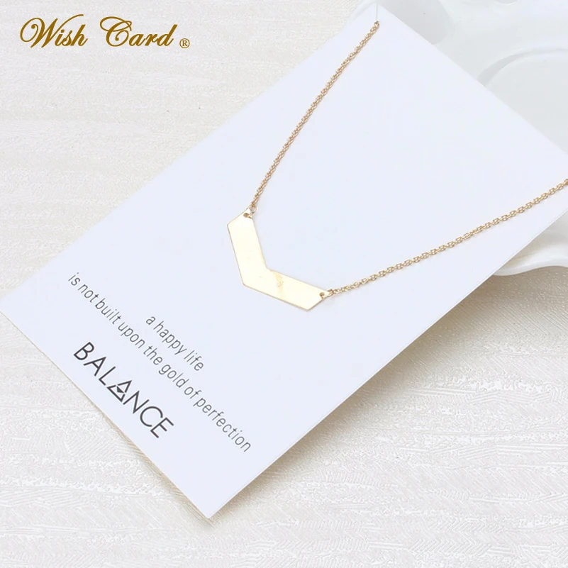 

Wish Card Simple Glider Shape Balance Charm Choker Collier Necklace for Women collar mujer Wish Card Jewelry Adjustable EY3505