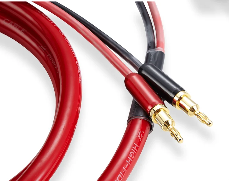 SKW OCC Audiophile HIFI Speaker Cable 24K gold plated banana+U plug 1m