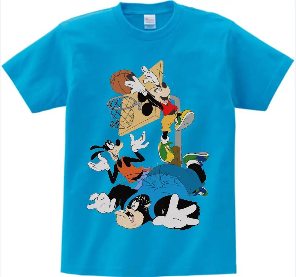 Детские футболки с изображением Микки Мауса футболка с короткими рукавами с изображением мышки футболка для маленьких мальчиков и девочек с Дональдом летняя футболка с круглым вырезом От 2 до 15 лет N - Цвет: blue  childreT-shirt