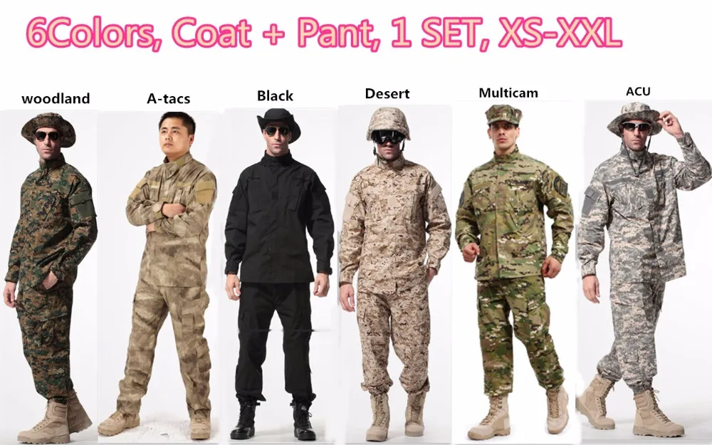 Jenis militer taktis tempur ACU BDU Suit luar permainan perang pakaian