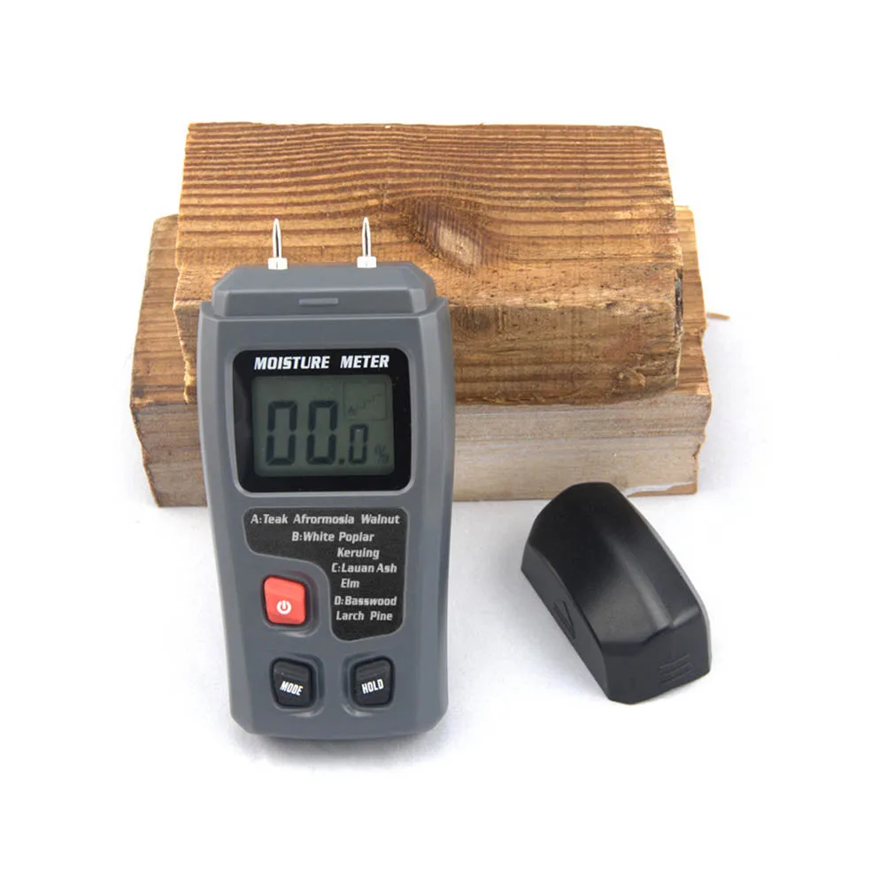 0-99.9% Digital Wood Moisture Meter Humidity Tester Timber Damp Detector Hygrometer 2Pins Test H99F