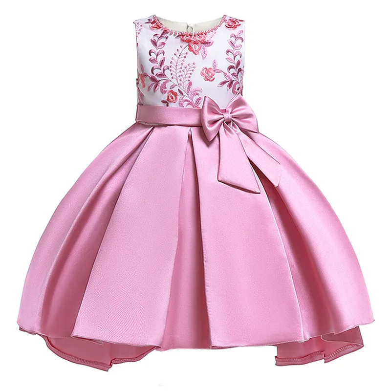 Платья с цветочным узором для девочек; платья для первого причастия для девочек; детская одежда с вышитым бантом; пушистый костюм для малышей; T5087