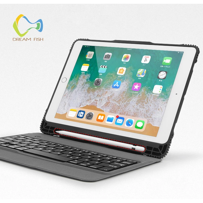 Cover for IPad 2018 Case Wireless Bluetooth Keyboard With Pencil Holder PU Leather Smart Flip Stand For Ipad Gadget A1893 A1954