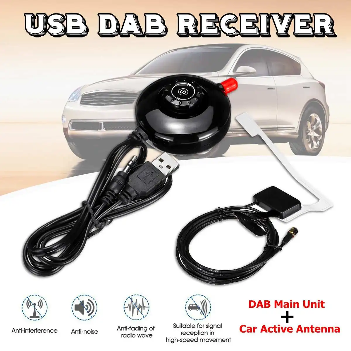 

Stereo Receiver And Portable Car Dab Digital Radio Receiver With Car Use Active Antenna DAB/DAB Tuning Range 177 to 240MHz