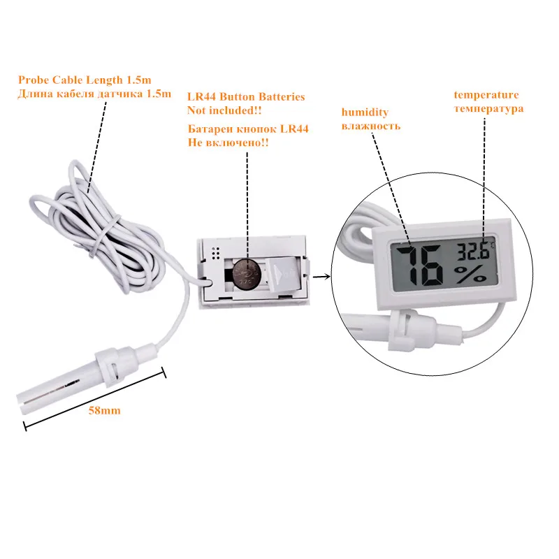 ЖК-цифровой термометр гигрометр Измеритель температуры и влажности-50~ 70C 10%~ 99% RH скидка 28