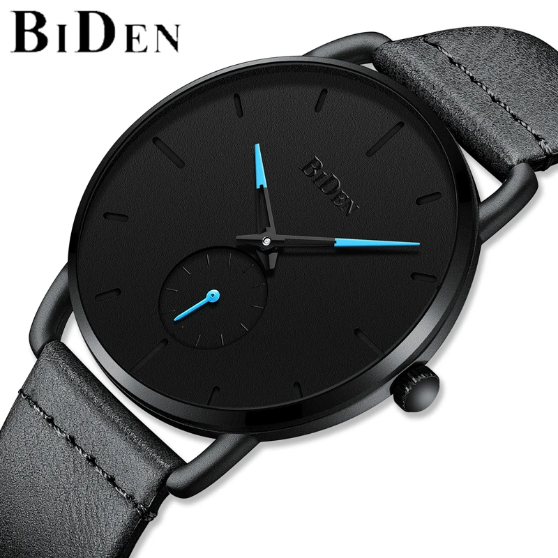 

2019 BIDEN Mens Watches Top Brand Luxury Men Simple Quartz Watch Fashion Waterproof Leather Strap Wristwatch Relogio Masculino