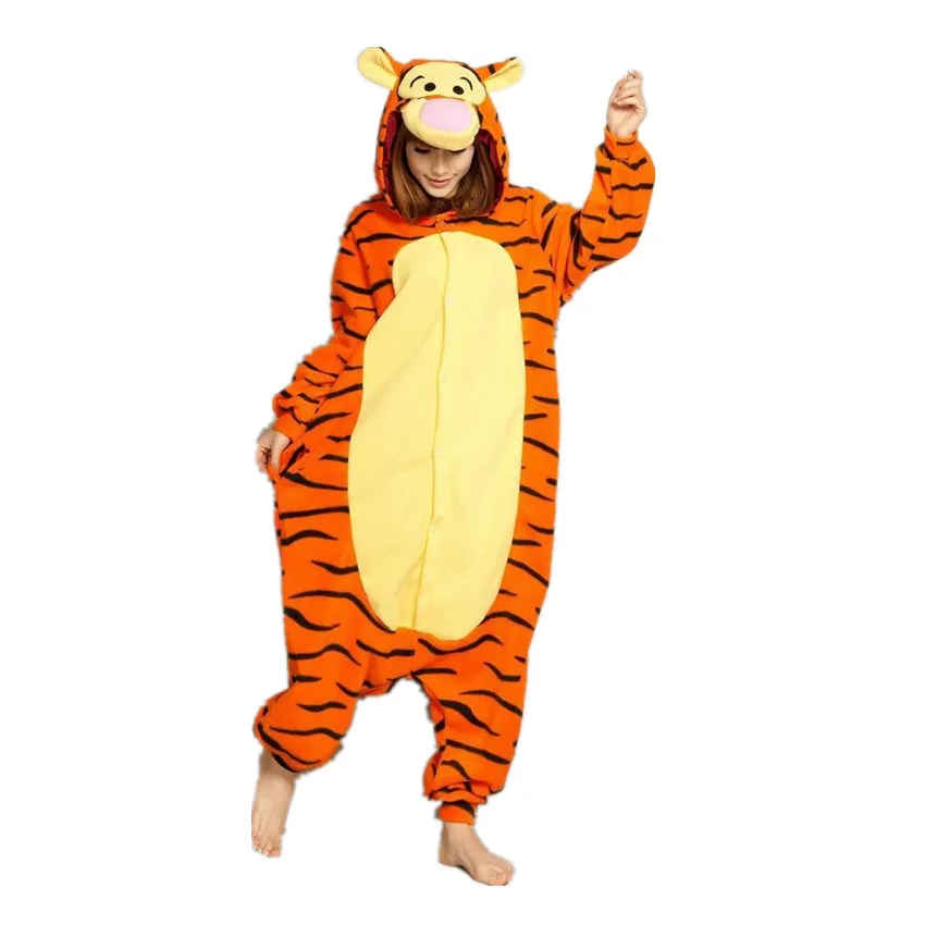 Dospělí Polární fleece Kigurumi Anime Cosplay Onesie Zvířecí tygří pyžama Halloween Karneval Party Costume