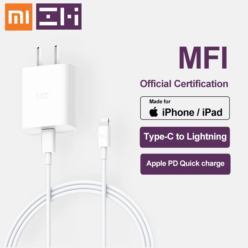 

NEW ZMI 18W PD3.0 iPhone11 Fast charging Set MFI Certified Type-C Charging interf Charger Cable Data Cord For iPhone11 Pro,iPad