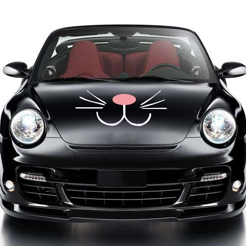 

Universal Cartoon Cute Cat Beard & Rabbit Hood Creative Car Hood Stickers For Smart Mini Beetle Corolla X-Trail Lancer Z2CA277