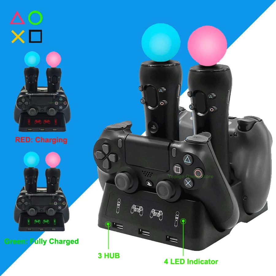 PS4 PS Move PSVR Джойстик зарядное устройство Подставка контроллер док станция для Sony