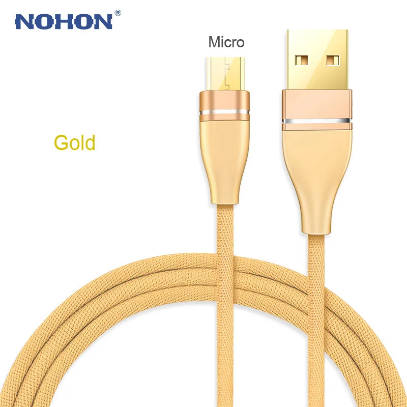NOHON 3 в 1 USB кабель 8pin Micro type C для Apple iPhone 8X7 6 6S Plus samsung Xiaomi Nokia Быстрая зарядка USB провод - Цвет: For Micro Gold