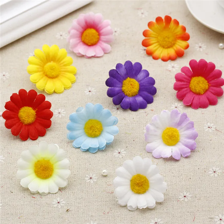 

LOT 10PCS 4cm Sunflower Artificial Flower Heads DIY Handmade Crafts Accessories Mini Gerbera Daisy Fake Flowers Gift Box Decor