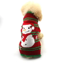 Новогодняя одежда для домашних животных Снеговик Рождественский питомец в полоску свитер Санты собаки щенок осень зима теплый черепаха шеи свитер для собак