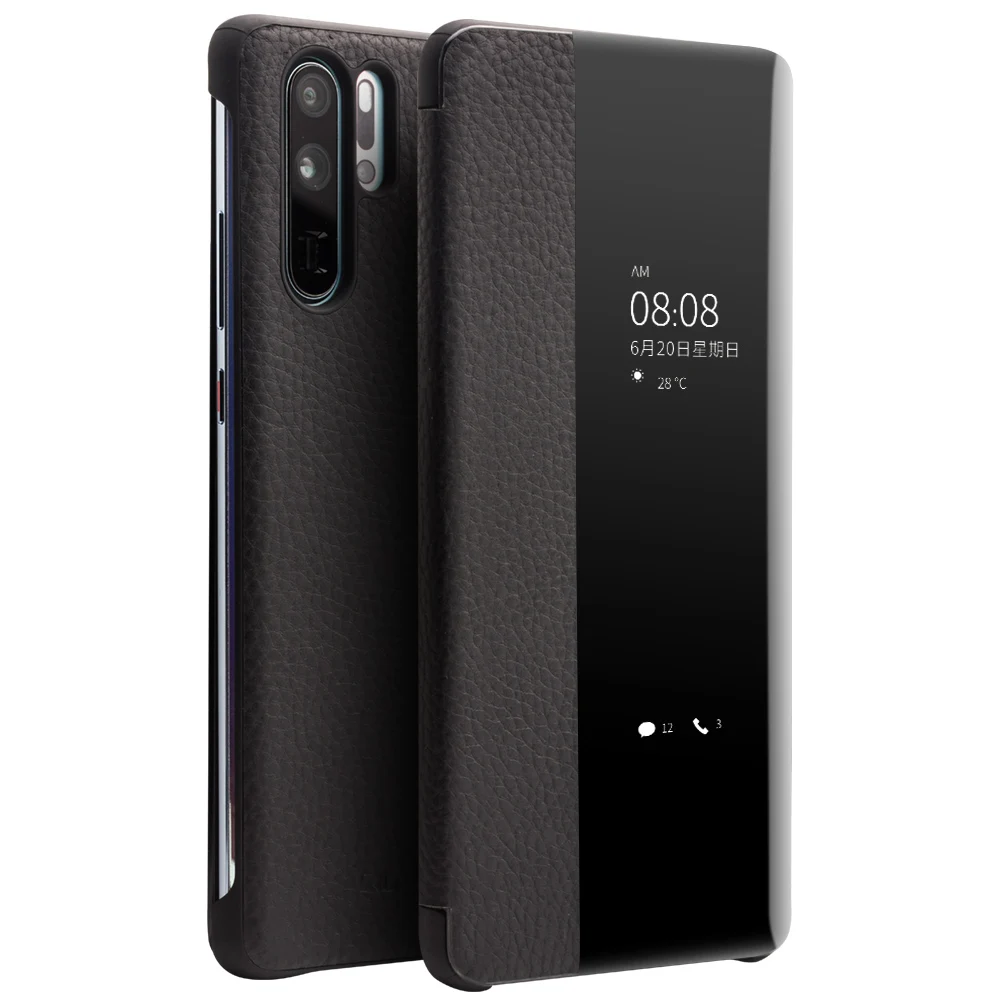 

Qialino Fashion Genuine Leather Flip Case For Huawei P30 Pro 6.47 Inch Handmade Phone Cover With Smart Window For Huawei P30
