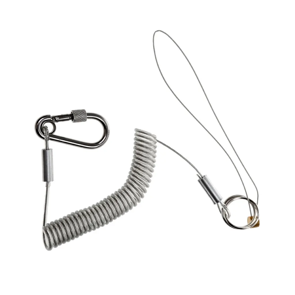 New 1.5m Retractable Fishing Lanyard Steel Wire Coiled Tether Secure
