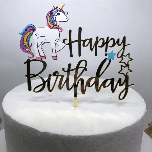 unicorn cake topper acrylic happy birthday cake topper