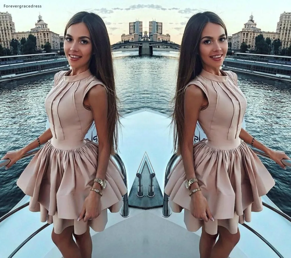 Elegant 2019 New Cocktail Homecoming Dresses A Line High Neck Tutu Skirt Layer Ruffles Mini Short Prom Evening Gowns Holiday Party BA7830  107 (2)