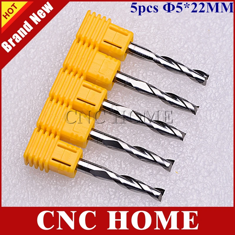 

5pcs 5mm shank two flutes carbide spiral end mill cnc router bits for Wood Acrylic MDF PVC Aluminum Cutting Milling Cutter Bit