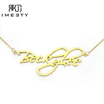 

IMEETY personalized jewelry signature name necklace cursive signature necklace with any name handmade script nameplate necklace
