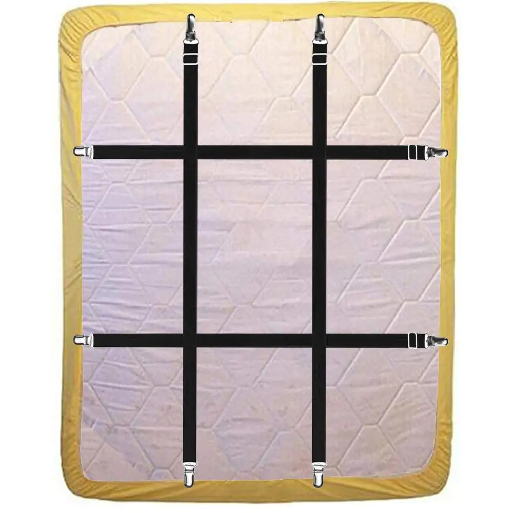4pcs Adjustable Elastic Bed Sheet Clip Mattress Cover Corner Holder Clip Fasteners Straps Grippers Elastic Hook Sets