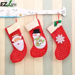 Рождественские носки Подарочная сумка милый мультфильм Санта Снеговик Снежинка нетканые тканевые носки Творческий Рождественская